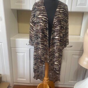 Yu multicolor animal print sheer open front cardigan wrap kimono size M/L